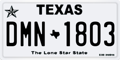 TX license plate DMN1803