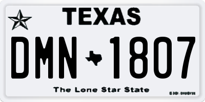 TX license plate DMN1807