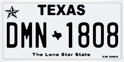 TX license plate DMN1808