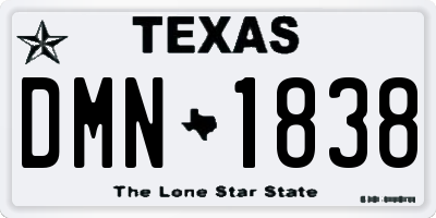 TX license plate DMN1838