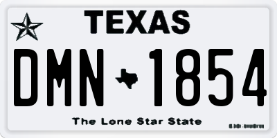 TX license plate DMN1854