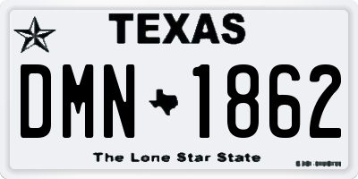 TX license plate DMN1862