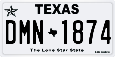 TX license plate DMN1874