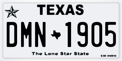 TX license plate DMN1905