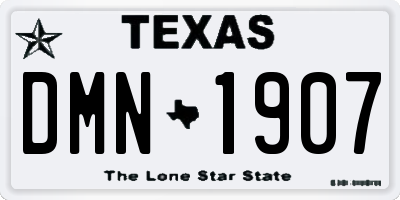 TX license plate DMN1907