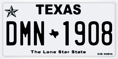 TX license plate DMN1908