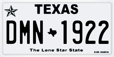 TX license plate DMN1922