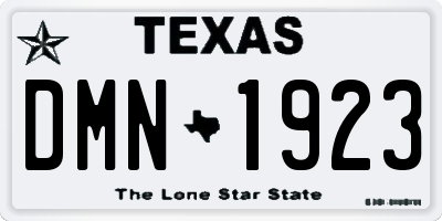 TX license plate DMN1923