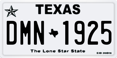 TX license plate DMN1925