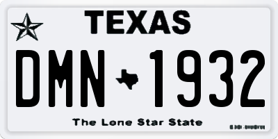 TX license plate DMN1932