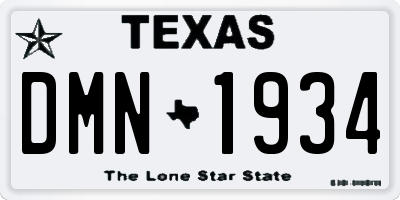 TX license plate DMN1934