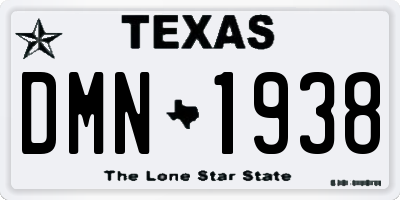 TX license plate DMN1938