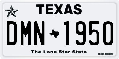 TX license plate DMN1950