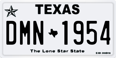 TX license plate DMN1954