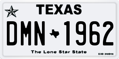 TX license plate DMN1962