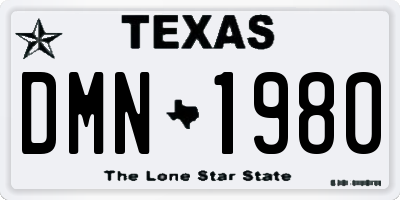 TX license plate DMN1980