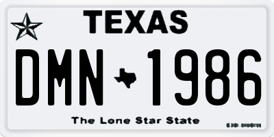 TX license plate DMN1986