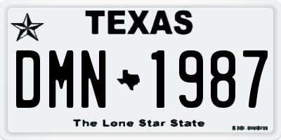 TX license plate DMN1987