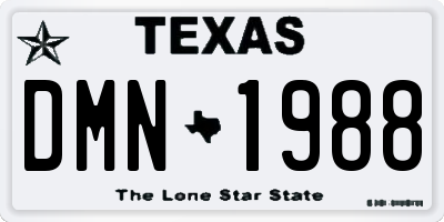 TX license plate DMN1988