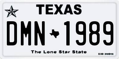 TX license plate DMN1989