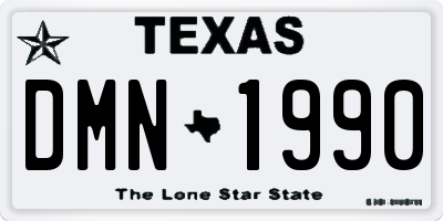 TX license plate DMN1990