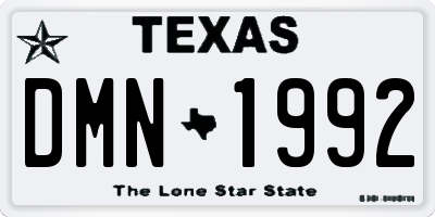 TX license plate DMN1992