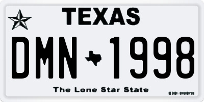 TX license plate DMN1998