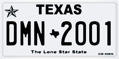 TX license plate DMN2001