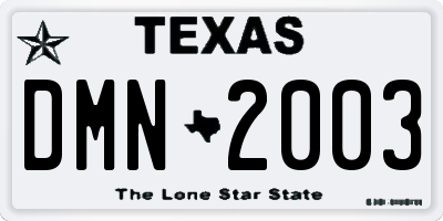 TX license plate DMN2003