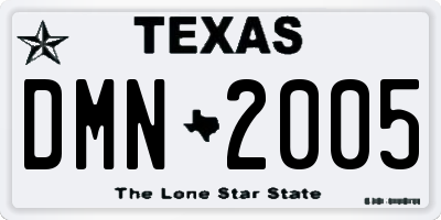 TX license plate DMN2005