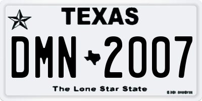 TX license plate DMN2007