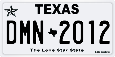 TX license plate DMN2012