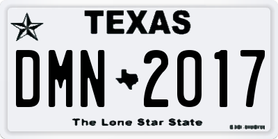 TX license plate DMN2017