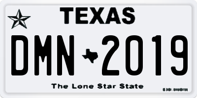 TX license plate DMN2019