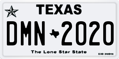 TX license plate DMN2020