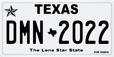 TX license plate DMN2022