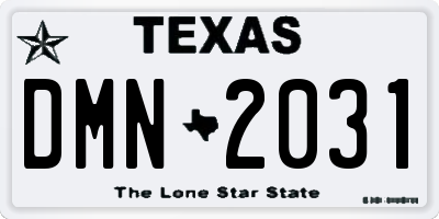 TX license plate DMN2031