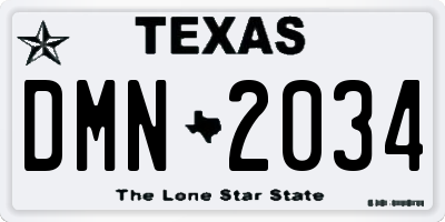 TX license plate DMN2034