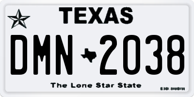 TX license plate DMN2038