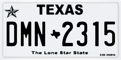 TX license plate DMN2315
