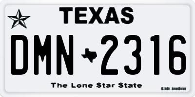 TX license plate DMN2316