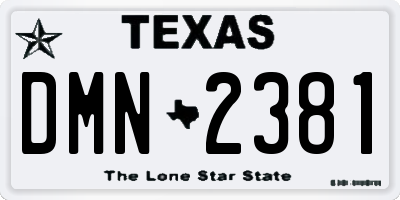 TX license plate DMN2381