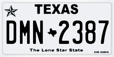 TX license plate DMN2387