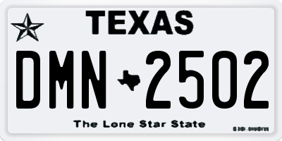 TX license plate DMN2502