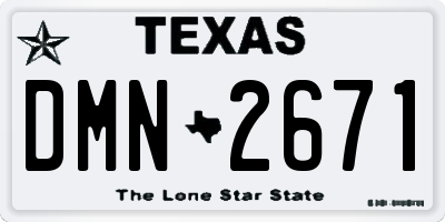 TX license plate DMN2671