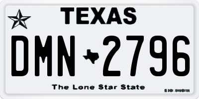 TX license plate DMN2796