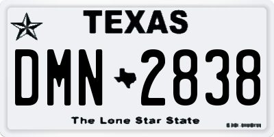 TX license plate DMN2838
