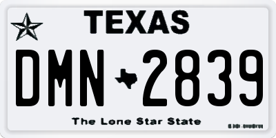 TX license plate DMN2839