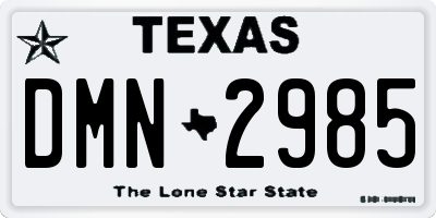 TX license plate DMN2985