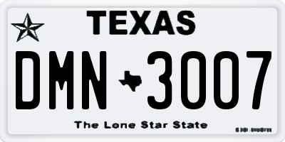 TX license plate DMN3007